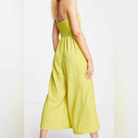 NWOT ASOS Chartreuse Textured Bandeau Jumpsuit - Picture 3 of 8